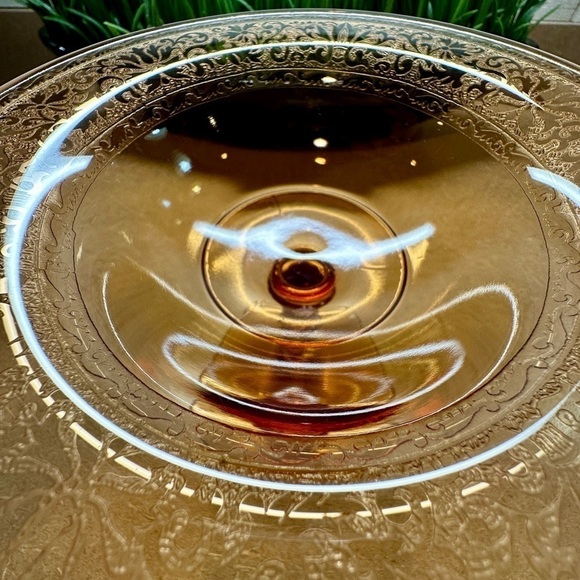 FOSTORIA GLASS COMPANY,ROYAL AMBER,PRESSED GLASS,FOOTED COMPOTE WITH TURNED STEM - Picture 3 of 7